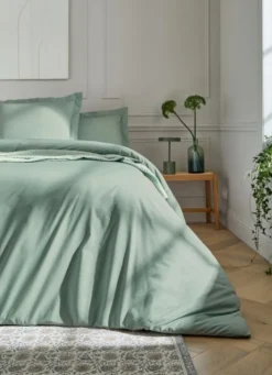 HOUSSE DE COUETTE UNIE EN PERCALE DE COTON VERT