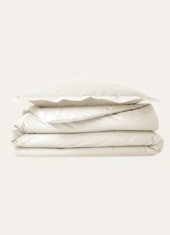 HOUSSE DE COUETTE UNIE EN PERCALE DE COTON ECRU