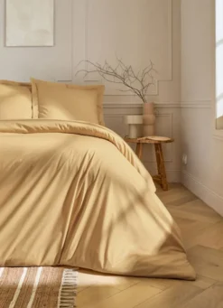 HOUSSE DE COUETTE UNIE EN PERCALE DE COTON MAIS