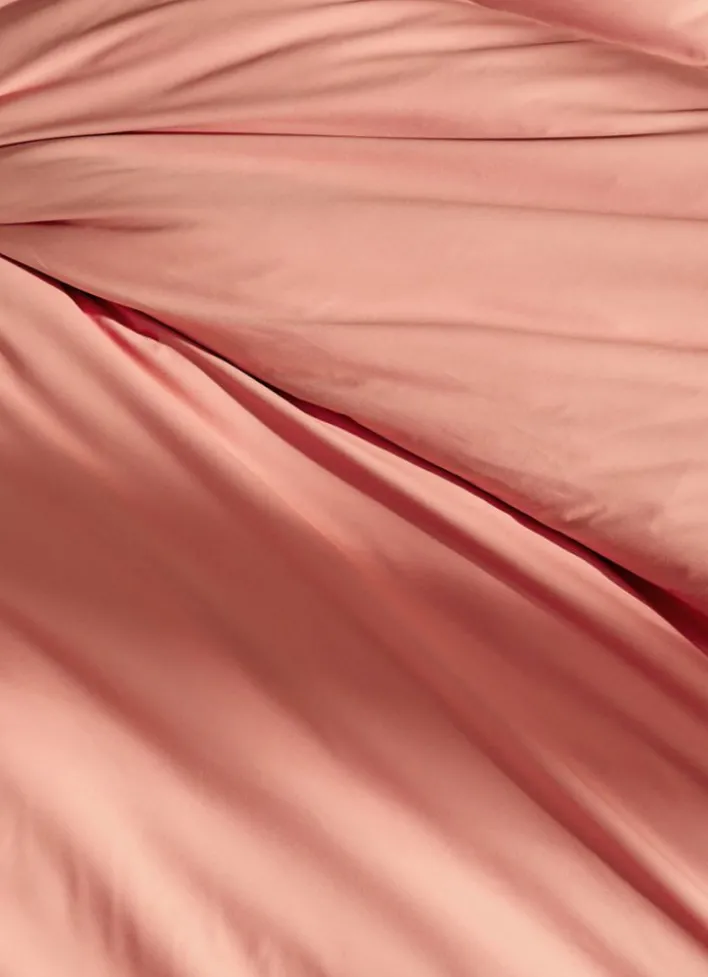 HOUSSE DE COUETTE UNIE EN PERCALE DE COTON CORAIL