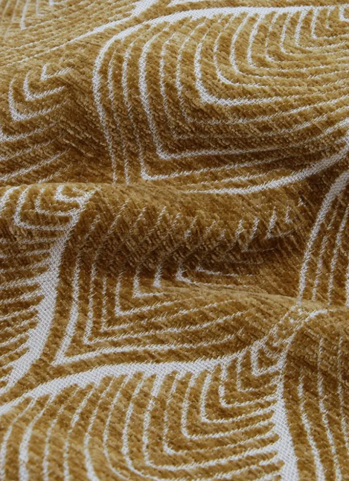 HOUSSE DE COUSSIN EN JACQUARD CHENILLE OCRE