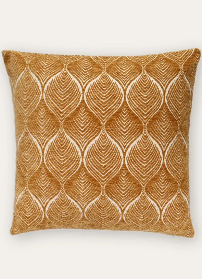 HOUSSE DE COUSSIN EN JACQUARD CHENILLE OCRE