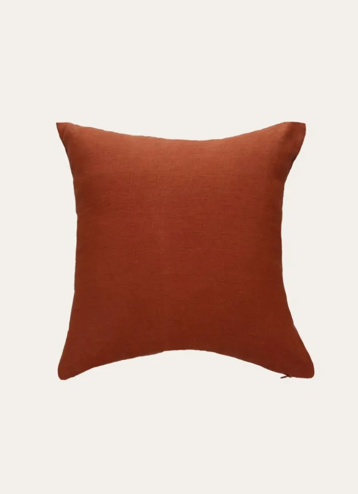 HOUSSE DE COUSSIN EN LIN LAVÉ MARRON