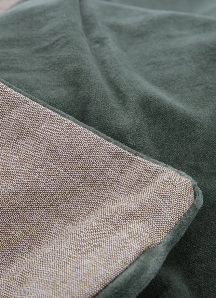 HOUSSE DE COUSSIN EN VELOURS AVEC DOS CHAMBRAY VERT