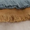 HOUSSE DE COUSSIN À FRANGES COTON ET LIN JAUNE