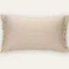 HOUSSE DE COUSSIN À FRANGES COTON ET LIN ÉCRU