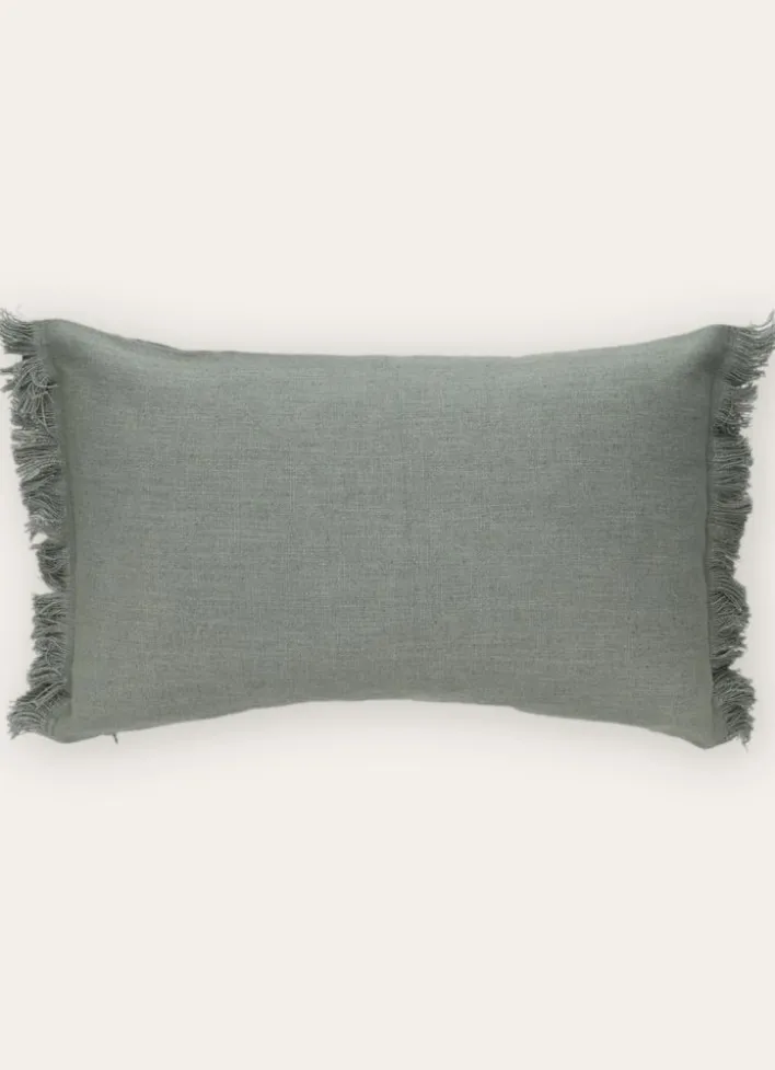 HOUSSE DE COUSSIN À FRANGES COTON ET LIN MOUSSE