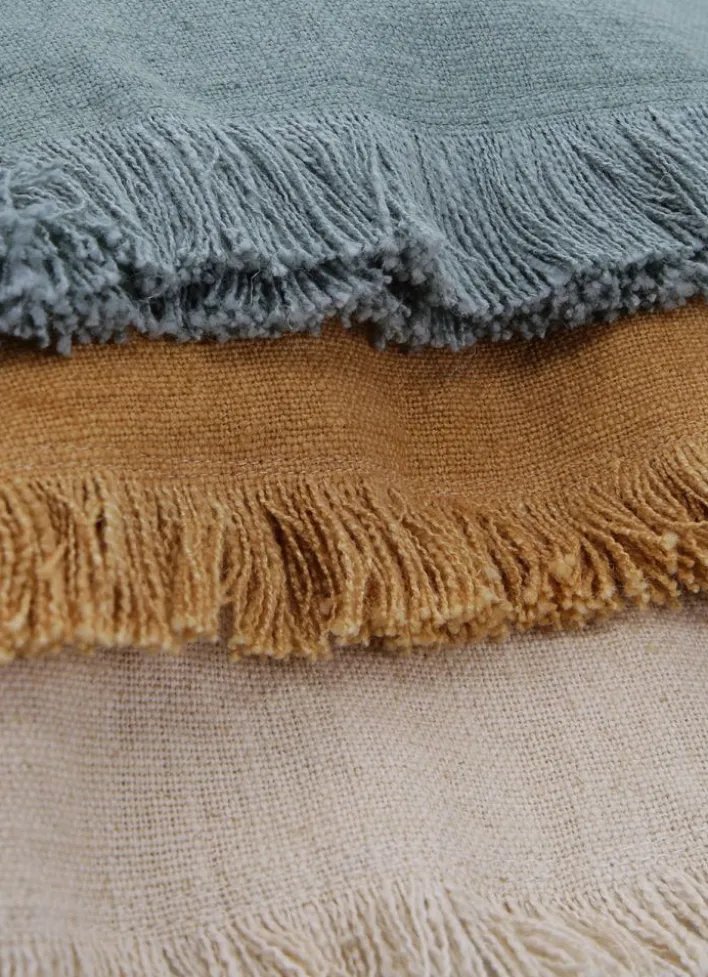 HOUSSE DE COUSSIN À FRANGES COTON ET LIN MOUSSE