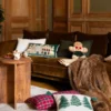 HOUSSE DE COUSSIN JACQUARD À CARREAUX VERT FONCE