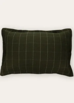 HOUSSE DE COUSSIN JACQUARD À CARREAUX VERT FONCE