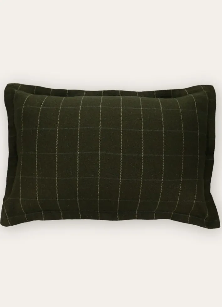HOUSSE DE COUSSIN JACQUARD À CARREAUX VERT FONCE