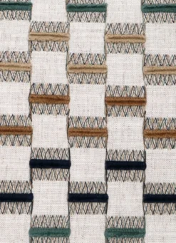 HOUSSE DE COUSSIN MOTIF DAMIER ET BRODERIES MULTICOLORE