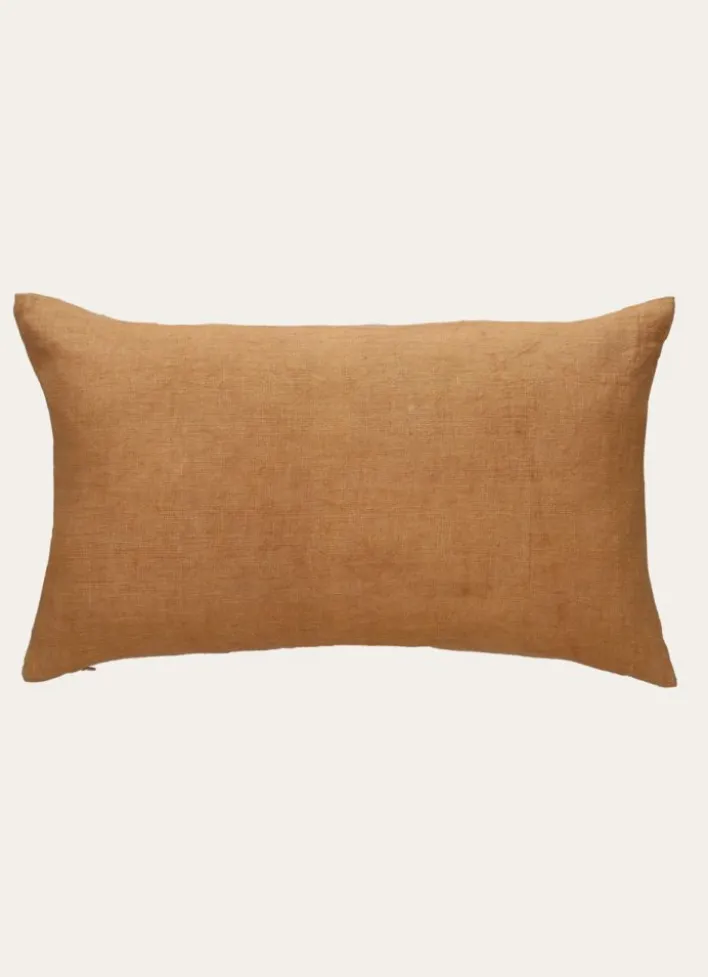 HOUSSE DE COUSSIN RECTANGULAIRE EN LIN LAVÉ CAMEL