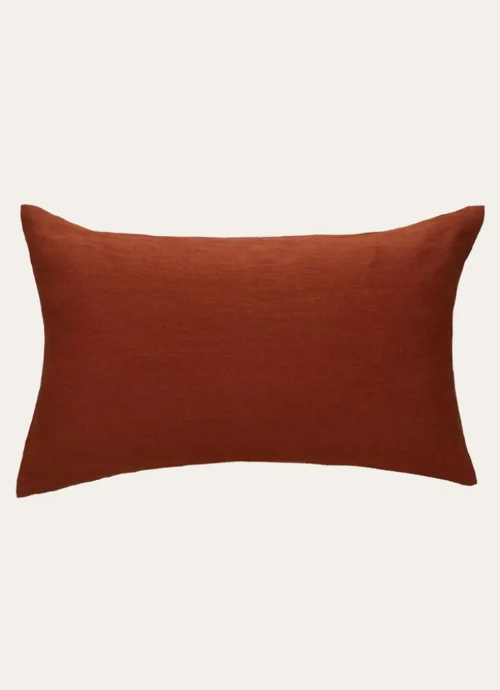 HOUSSE DE COUSSIN RECTANGULAIRE EN LIN LAVÉ BRUN