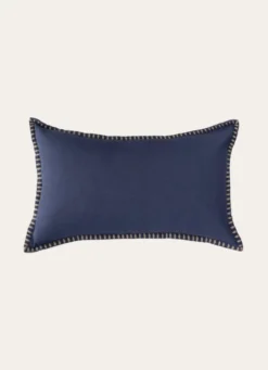 HOUSSE DE COUSSIN RECTANGULAIRE EN LIN BLEU