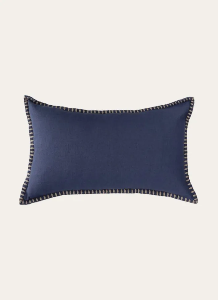 HOUSSE DE COUSSIN RECTANGULAIRE EN LIN BLEU