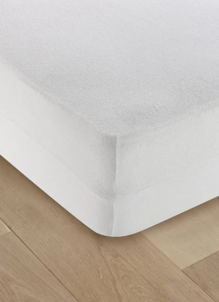 HOUSSE INTÉGRALE EN ÉPONGE BOUCLETTE ANTI-ACARIENS BLANC
