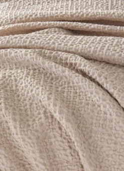 JETÉ DE LIT EN COTON LAVÉ NID D'ABEILLESABLE