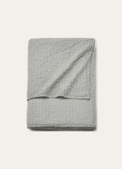 JETÉ DE LIT EN COTON LAVÉ NID D'ABEILLEANTHRACITE
