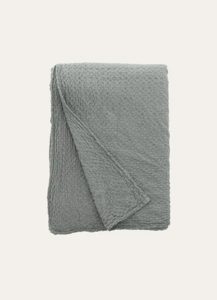JETÉ DE LIT EN COTON LAVÉ NID D'ABEILLEANTHRACITE
