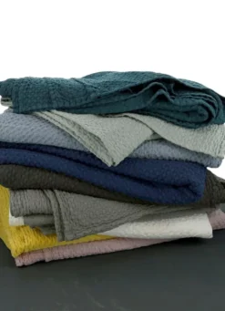 JETÉ DE LIT EN COTON LAVÉ NID D'ABEILLEANTHRACITE