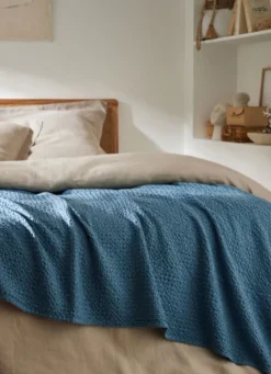 JETÉ DE LIT EN COTON LAVÉ NID D'ABEILLEORAGE