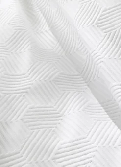 JETÉ DE LIT JACQUARD EN COTON MOTIFS GÉOMÉTRIQUE BLANC