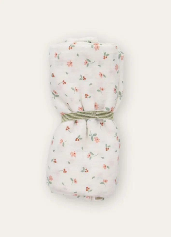 LANGE PETITES FLEURS EN GAZE DE COTON ÉCRU