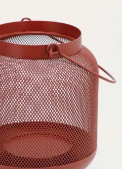 LANTERNE EN MÉTAL PERFORÉ ROUGE FONCE