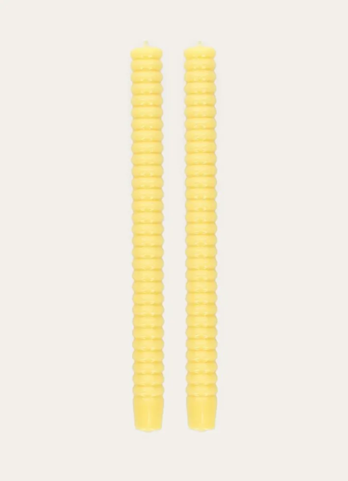 LOT DE 2 BOUGIES TORSADÉES JAUNE