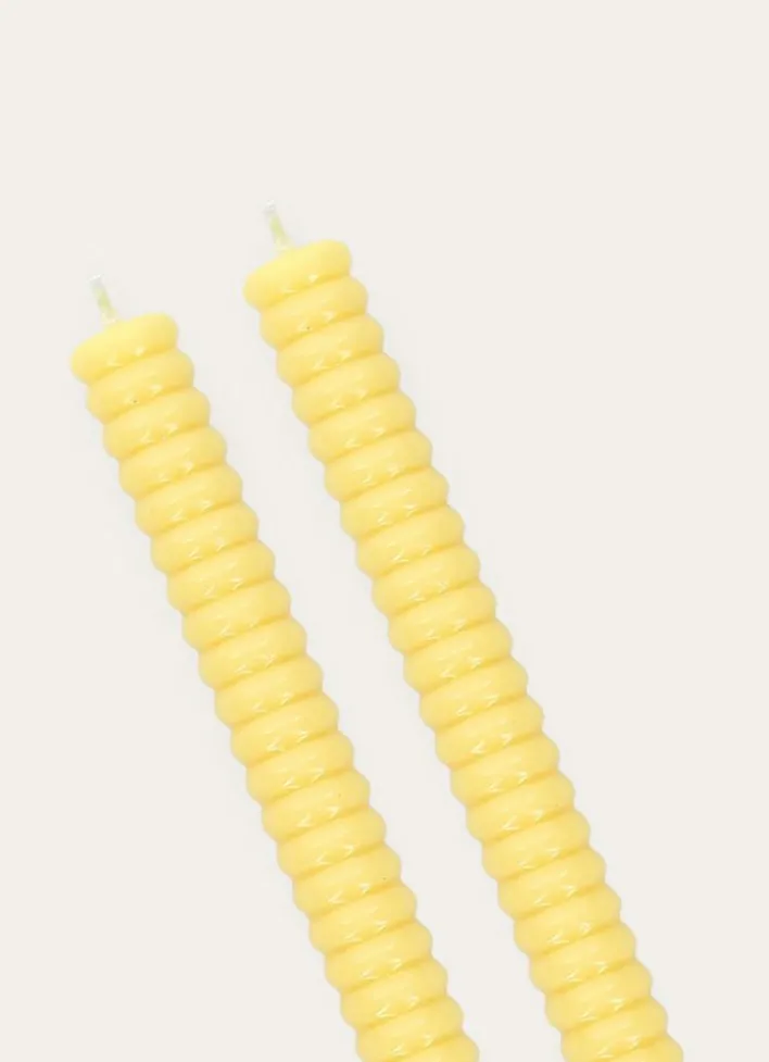 LOT DE 2 BOUGIES TORSADÉES JAUNE