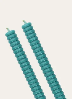 LOT DE 2 BOUGIES TORSADÉES TURQUOISE