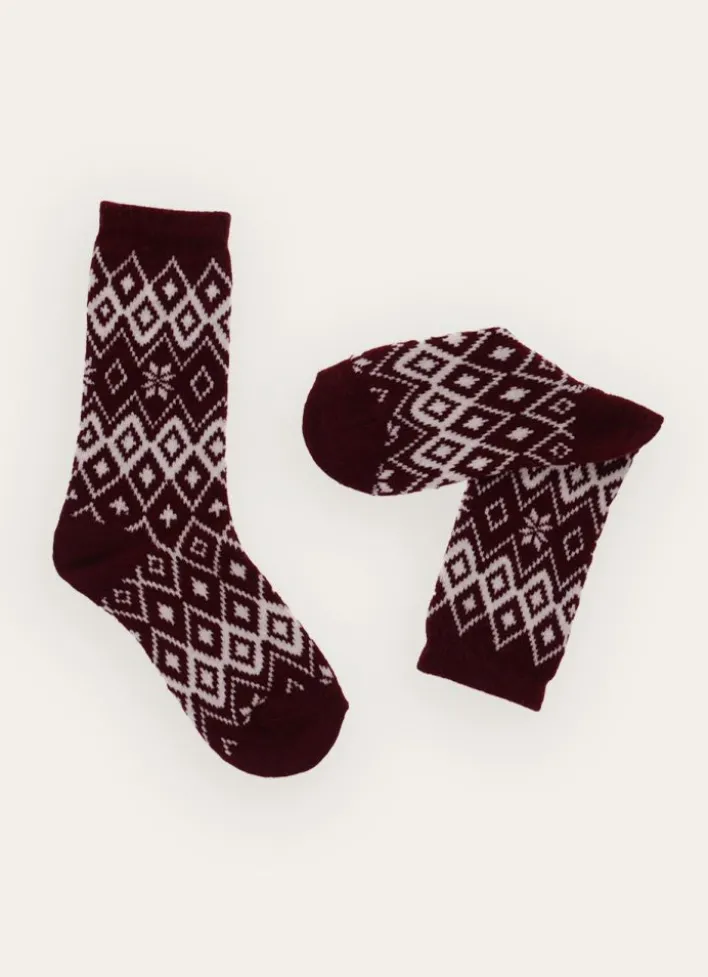 LOT DE 2 PAIRES DE CHAUSSETTES CARRIE ROUGE BORDEAUX