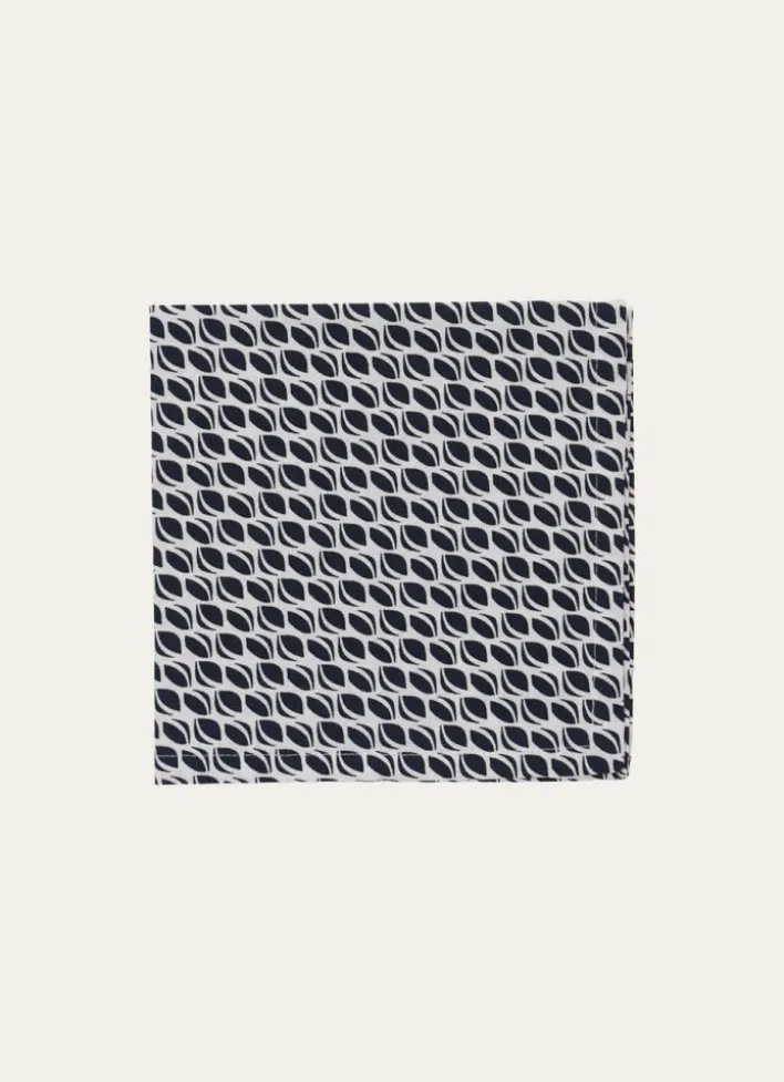 LOT DE 2 SERVIETTES DE TABLE EN COTON IMPRIMÉ BLANC/MARINE