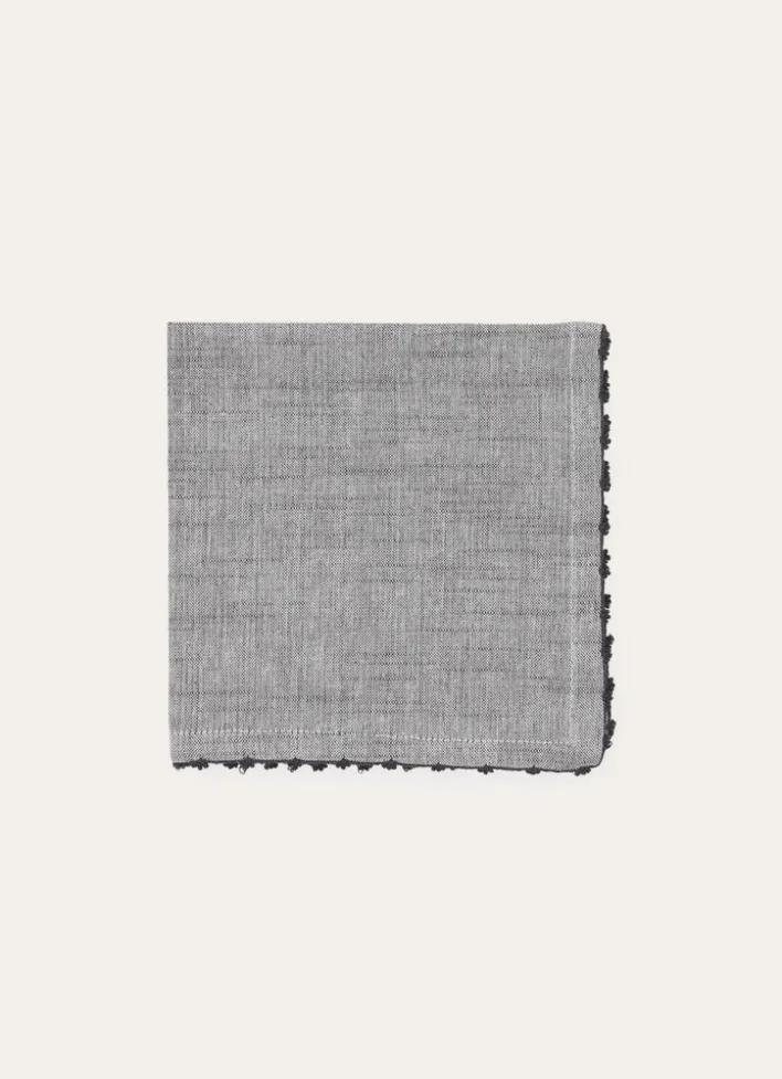 LOT DE 2 SERVIETTES DE TABLE EN CHAMBRAY GRIS