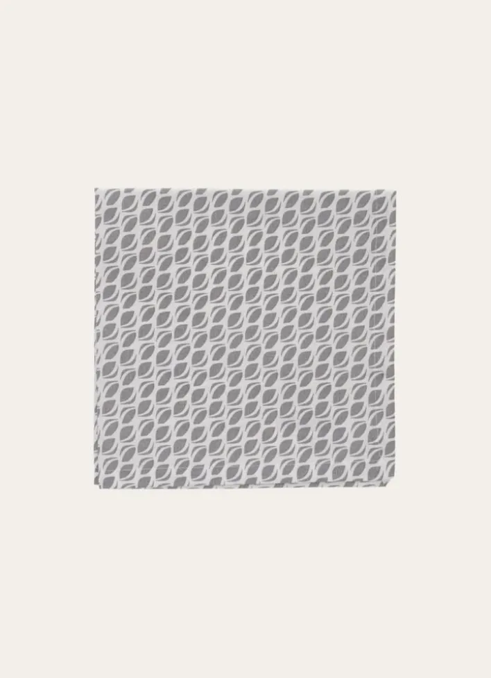 LOT DE 2 SERVIETTES DE TABLE EN COTON IMPRIMÉ BLANC/GRIS