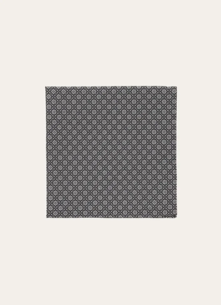 LOT DE 2 SERVIETTES DE TABLE EN COTON ENDUIT GRIS/BLANC