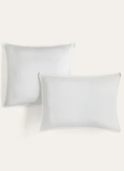 LOT DE 2 TAIES D'OREILLER DOUBLE GAZE DE COTON LAIT