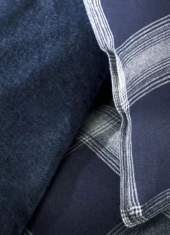 LOT DE 2 TAIES D'OREILLER EN FLANELLE RHEA BLEU MARINE