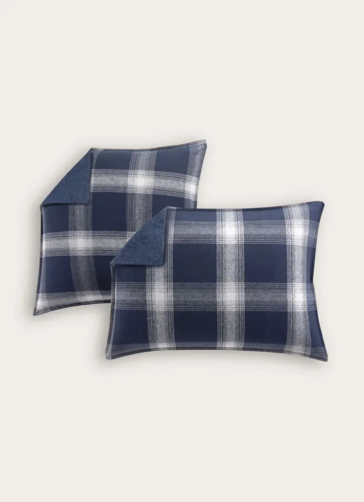 LOT DE 2 TAIES D'OREILLER EN FLANELLE RHEA BLEU MARINE
