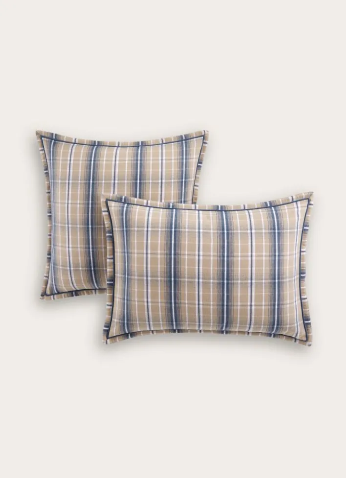 LOT DE 2 TAIES D'OREILLER EN FLANELLE CARIBOU BLEU
