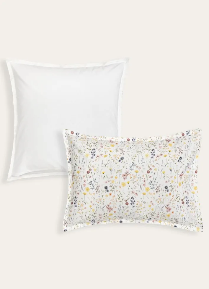 LOT DE2 TAIES D'OREILLER EN PERCALE FARRAH MULTICOLORE
