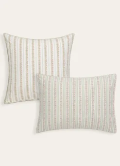 LOT DE 2 TAIES D’OREILLER JACQUARD FEUILLAGE VERT CLAIR
