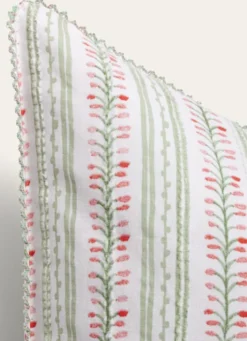 LOT DE 2 TAIES D’OREILLER JACQUARD FEUILLAGE VERT CLAIR