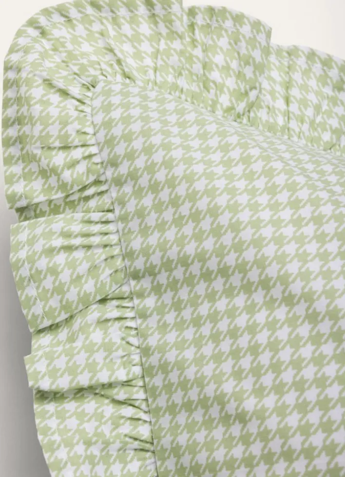 LOT DE 2 TAIES D’OREILLER PERCALE PIED-DE-POULE VERT CLAIR