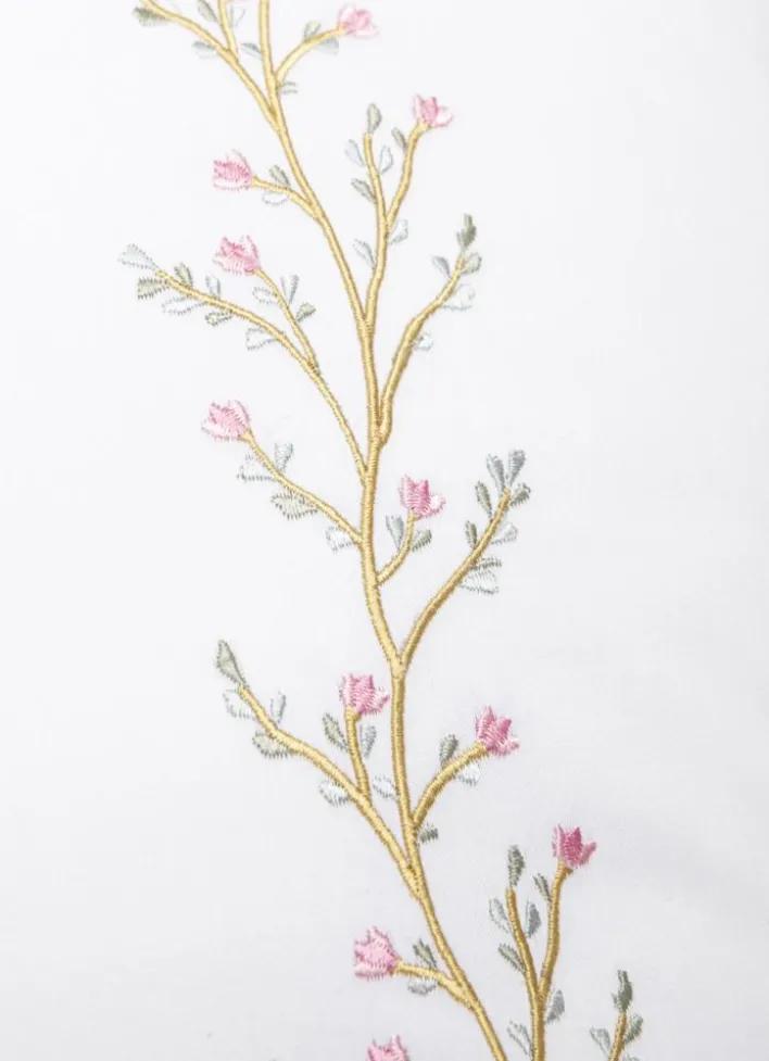 LOT DE 2 TAIES D’OREILLER SATIN BRODÉ BLANC/ROSE