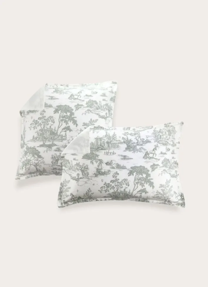 LOT DE 2 TAIES D'OREILLER SATIN DE COTON HÉLOÏSE VERT DE GRIS