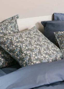LOT DE 2 TAIES EN SATIN IMPRIMÉ FLORAL SOLENE BLEU