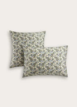 LOT DE 2 TAIES EN SATIN IMPRIMÉ FLORAL SOLENE BLEU