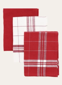 LOT DE 3 TORCHONS EN COTON BORDEAUX